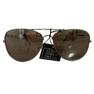 Classic Eyewear New Womens Silver Frame Metallic Gray Lens Sunglasses Uv